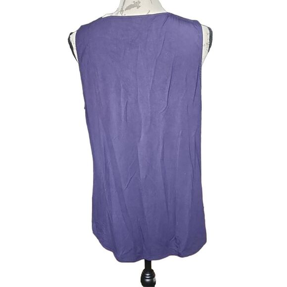 Market & Spruce Ladies Size Large Navy Patterned Sleeveless Blouse - Picture 4 of 6